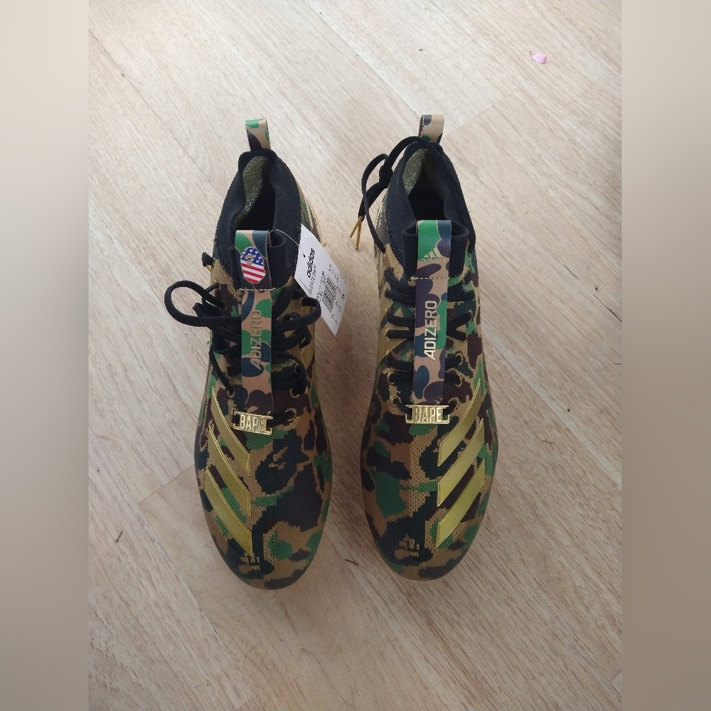 Bape Adidas Football Cleats Green/Gold Camo